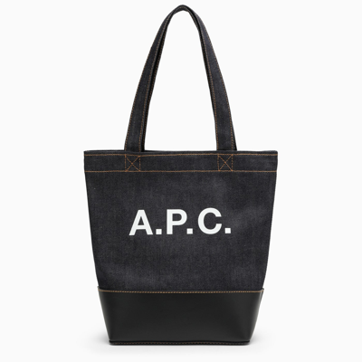 A.p.c. Axel Navy Blue Cotton Tote Bag With Logo