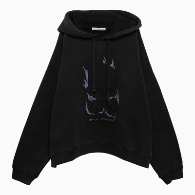 ACNE STUDIOS ACNE STUDIOS BLACK COTTON HOODIE WITH LOGO