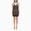 Dsquared2 Black Perforated Mohair Blend Mini Dress