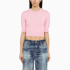 DSQUARED2 DSQUARED2 PINK COTTON CROPPED JERSEY