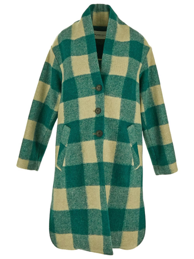 Isabel Marant Étoile Checked Coat In Green