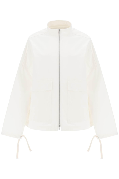 Jil Sander Oversized Blouson Jacket In Canvas In White