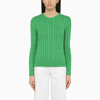 POLO RALPH LAUREN POLO RALPH LAUREN GREEN COTTON CABLE KNIT jumper WITH LOGO