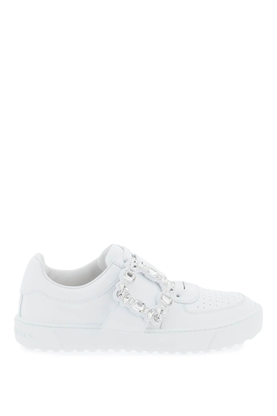 Roger Vivier Embellished Buckle Trainers In White