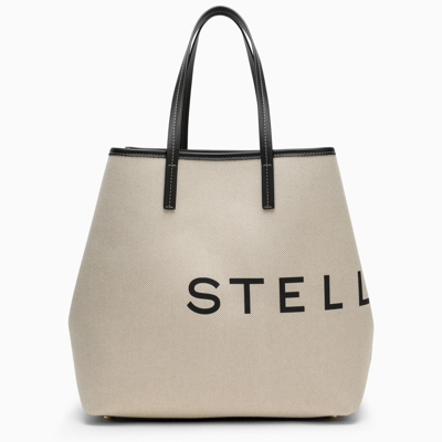 Stella Mccartney Stella Mc Cartney Ecru Cotton Blend Tote Bag With Logo