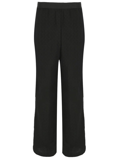 Palm Angels Monogram Jacquard Wide Leg Pyjama Trousers In Black