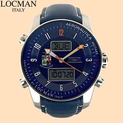 Pre-owned Locman Aeronautica Militare Ref 441 Chronograph Quartz Titanium Watch 44 X 54mm