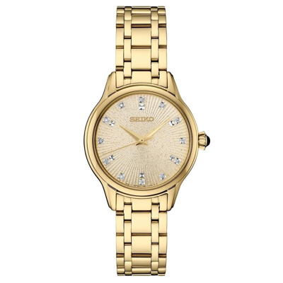 Pre-owned Seiko Women's Classic Diamonds 30mm Gold Watch Srz552