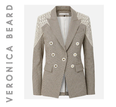 Pre-owned Veronica Beard Sz 4  Jacket Faithon Natural Womens Embroidered Lace $798 In Beige