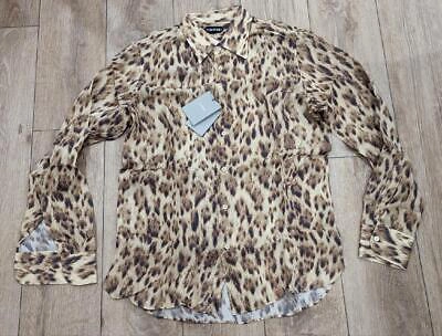 Pre-owned Tom Ford $1380  Cotton Cheetah Print Ls Button Up Shirt 42 Us 16.5