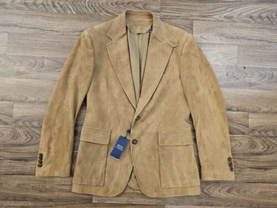 Pre-owned Ralph Lauren Polo  Lamb Suede Rl67 Jacket- Size 38r In Beige