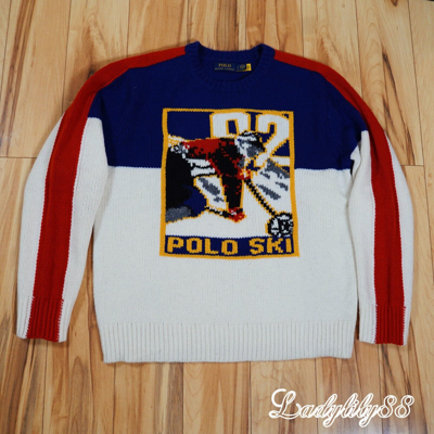 Pre-owned Polo Ralph Lauren Men's  Wool -blend Ski 92 Knit Crewneck Sweater $398 L In Multicolor