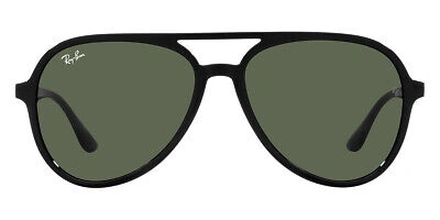 Pre-owned Ray Ban Ray-ban Rb4376 Aviator Sunglasses, Black/dark Green, 57 Mm