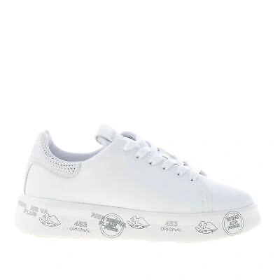 Pre-owned Premiata Women Shoes White Soft Leather Belle 5717 Sneaker With Strass