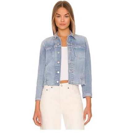 Pre-owned L Agence L'agence Janelle Slim Raw Edge Denim Jacket In Highland.. Nwt. Size Small. In Blue