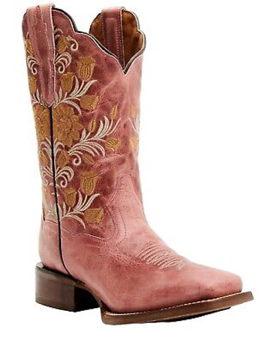 Pre-owned Dan Post Women's Athena Floral Embroidered Western Performance Boot Broad Square In Pink