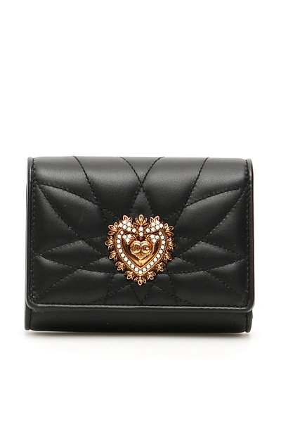Dolce & Gabbana Devotion Quilted Small Wallet In Nero