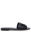 DOLCE & GABBANA DOLCE & GABBANA WOMAN DOLCE & GABBANA BLACK CALF LEATHER SLIPPERS