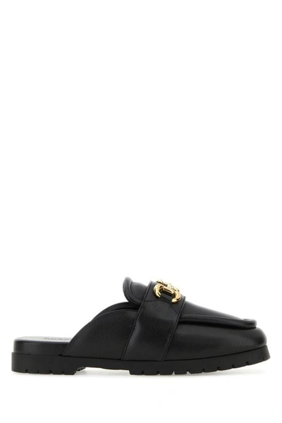 GUCCI GUCCI WOMAN BLACK LEATHER SLIPPERS