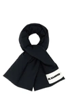 Jil Sander Rectangular Wool Scarf Soft Texture In Black