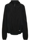 REEBOK BLACK LOGO-PRINT HOODED TRACK JACKETS