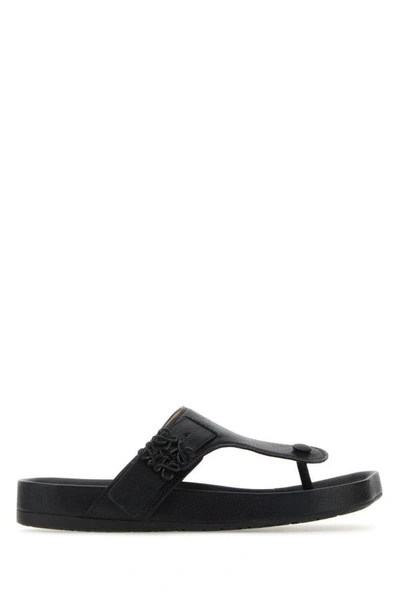 Loewe Leather Thong Sandals In Black