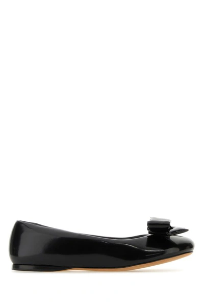 Loewe Puffy Patent Leather Ballet Flats In Black