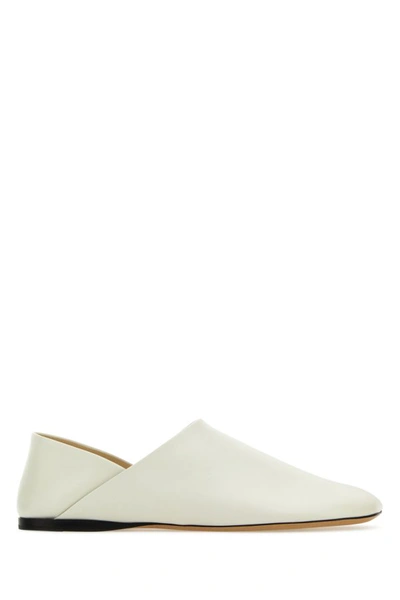 Loewe Toy Leather Slipper Loafers In White