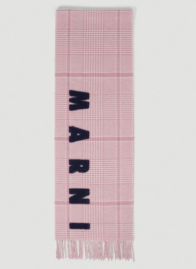 Marni Women Checked Wool Scarf In Pink