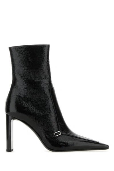 Saint Laurent Woman Black Leather Vendome Ankle Boots