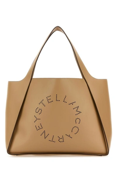 Stella Mccartney Woman Camel Alter Mat Logo Shopping Bag In Brown