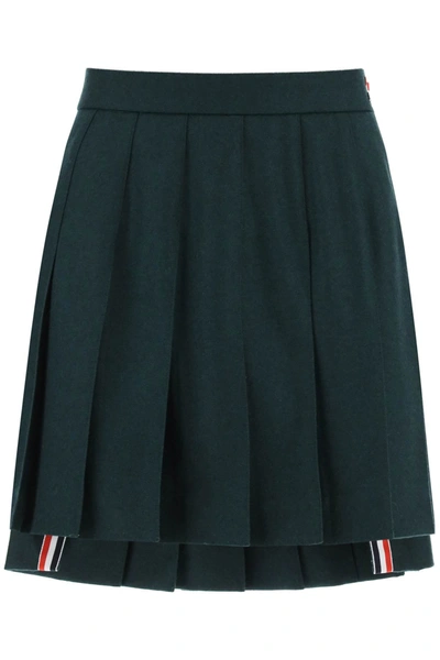 Thom Browne Flannel Mini Pleated Skirt Women In Green
