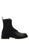 VALENTINO GARAVANI VALENTINO GARAVANI MAN BLACK TOILE ICONOGRAPHE AND LEATHER ANKLE BOOTS