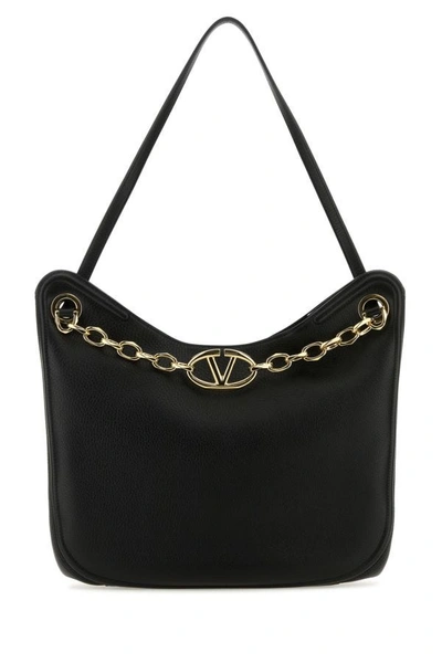 Valentino Garavani Vlogo Moon Leather Tote Bag In Black