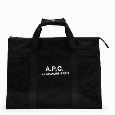 A.p.c. Black Cotton Shopping Bag With Logo