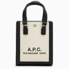 APC A.P.C. CAMILLE 2.0 BEIGE/BLACK COTTON AND LINEN TOTE BAG