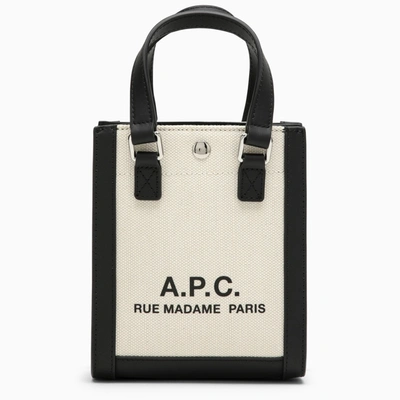 Apc A.p.c. Camille 2.0 Beige/black Cotton And Linen Tote Bag