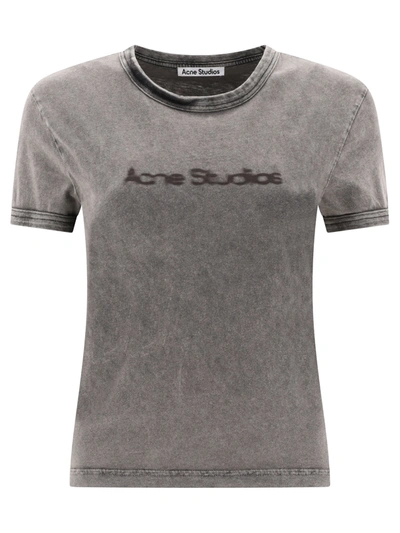Acne Studios Logo Print T-shirt In Grey