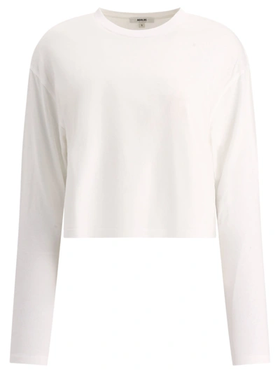 Agolde 'mason' Long Sleeve Cropped T Shirt In White