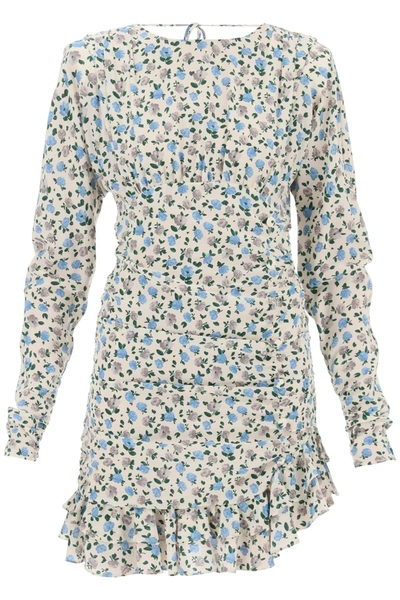 Alessandra Rich Women's Draped Mini Dress With Floral Pattern In Multi