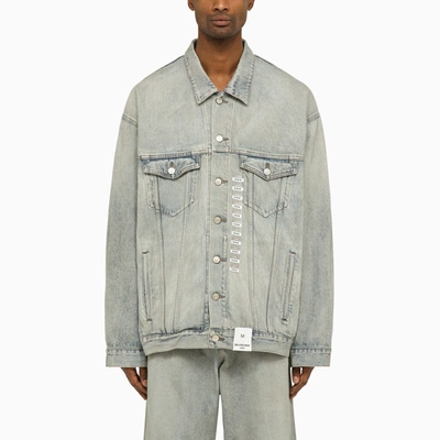 Balenciaga Dirty Blue Denim Jacket With Size Stickers