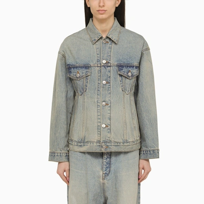 Balenciaga Bal Diagonal Allover Oversized Jacket In Blue