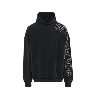 Balenciaga Cotton Sweatshirt Hoodie In Washed Black