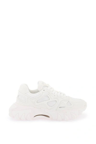 Balmain B-east Leather And Mesh Sneakers Women In Blanc Optique (white)