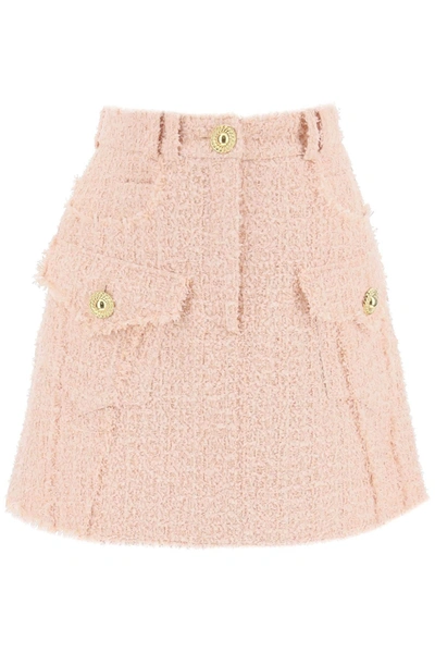 Balmain Tweed Mini Skirt In Color Carne Y Neutral