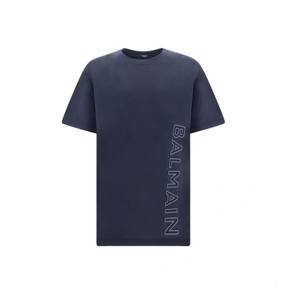 Balmain Reflect Cotton T Shirt In Blue