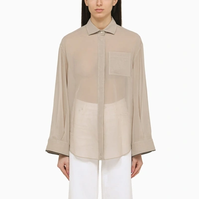 Brunello Cucinelli Semi-transparent Beige Cotton Shirt In Cream