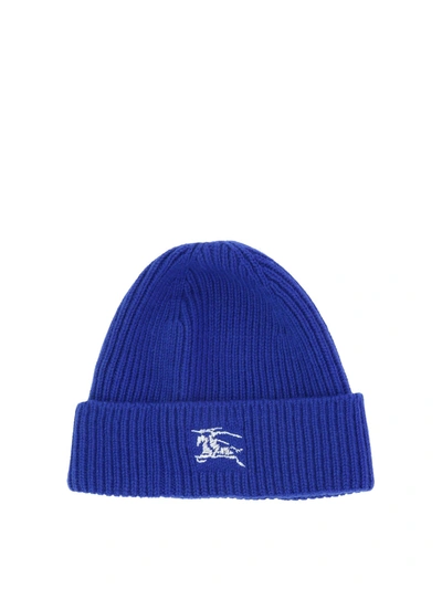 Burberry Ribbed Cashmere Beanie In Blue