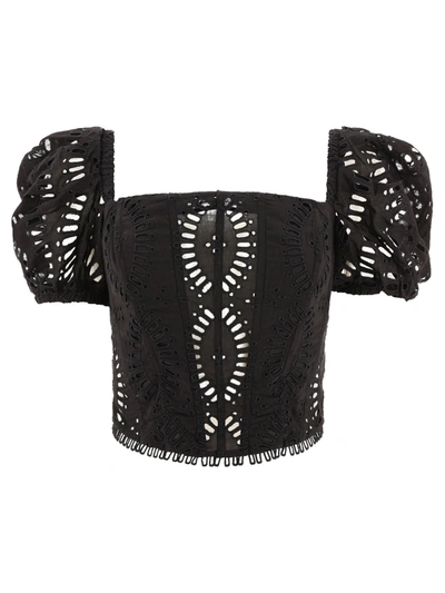 Charo Ruiz Nivak Embroidered Crop Top In Black