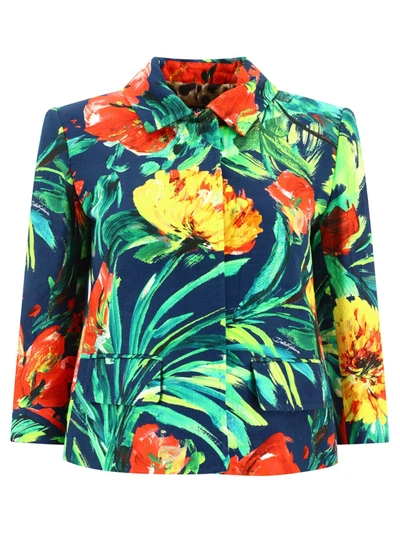Dolce & Gabbana Graphic-print Cropped Jacket In Multi